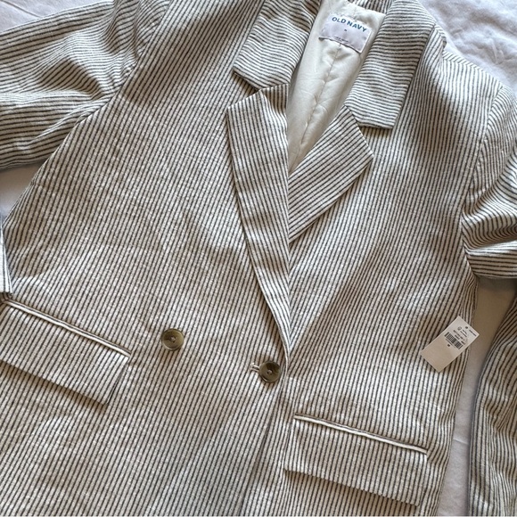 NWT - Old Navy Women's Size MEDIUM Pinstripe Blazer - Navy & Cream - Picture 7 of 13